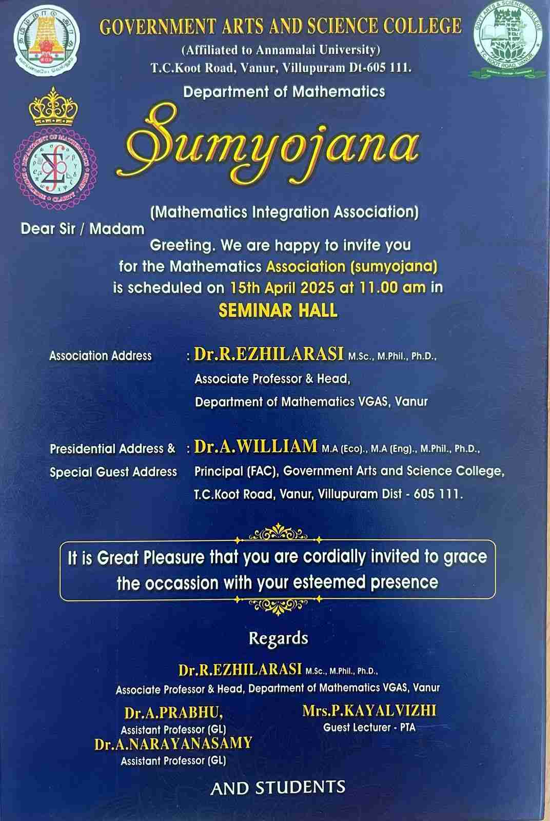 Sumyojana - (Mathematics Integration Association) 2025